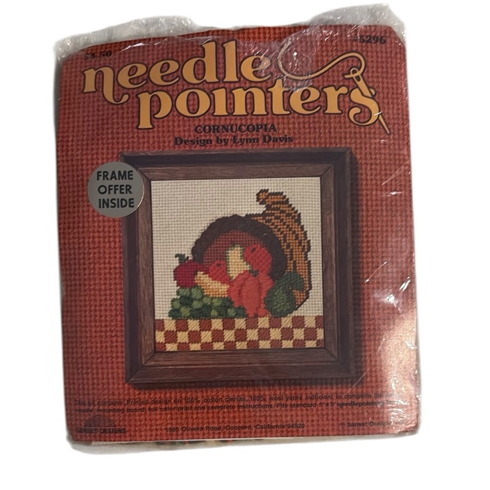 Vintage 1975 Sunset Designs Cornucopia Crewel Kit